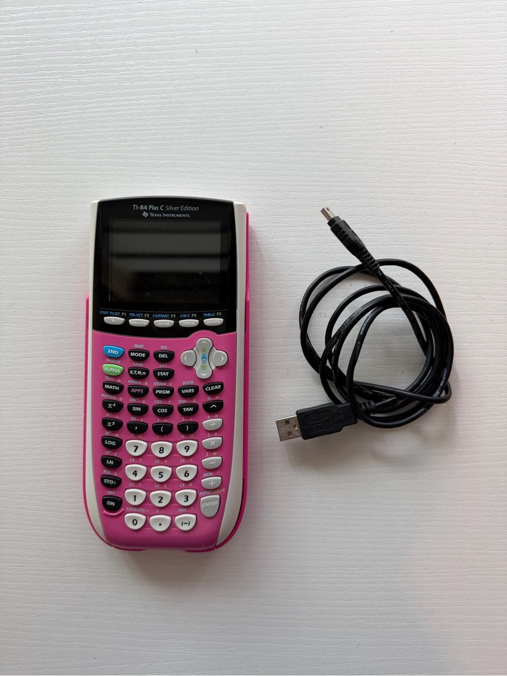 Texas Instruments Pink Graphing Calculator with USB Cable